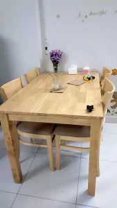 Bộ bàn ăn gia đình gỗ cao su